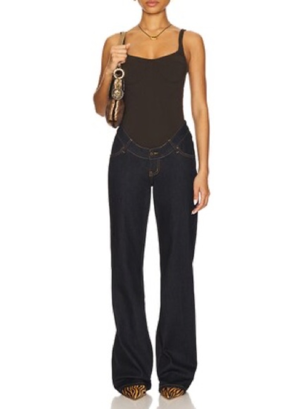 Lioness Cocoon Dark Blue Wide-Leg Jeans with Contrast Stitching